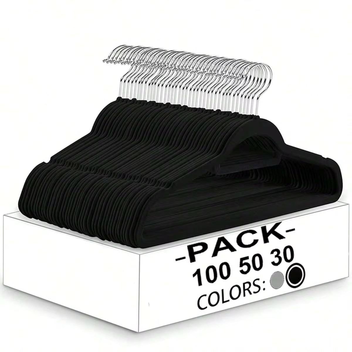 Velvet Hangers 100/50/30 Pack, Non Slip Clothes Felt Hanger Heavy Duty For Coat, Premium Slim Space Saving Suit Hangers For Closet Organizer, 360° Rotating Silver Hook