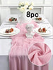 8PC Bohemian Gauze Table Runner Set - Lightweight & Comfortable Fabric Decorative Accessory With Bohemian Style, Semi-Transparent & Soft Texture, Perfect For Wedding Decor, Valentine's Day, Bridal Showers, Birthday Parties, Dinner & Tea Gatherings